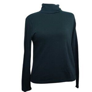 St. John's Bay L Black Turtleneck Shirt Long Sleeve Soft Stretch Classic Retro